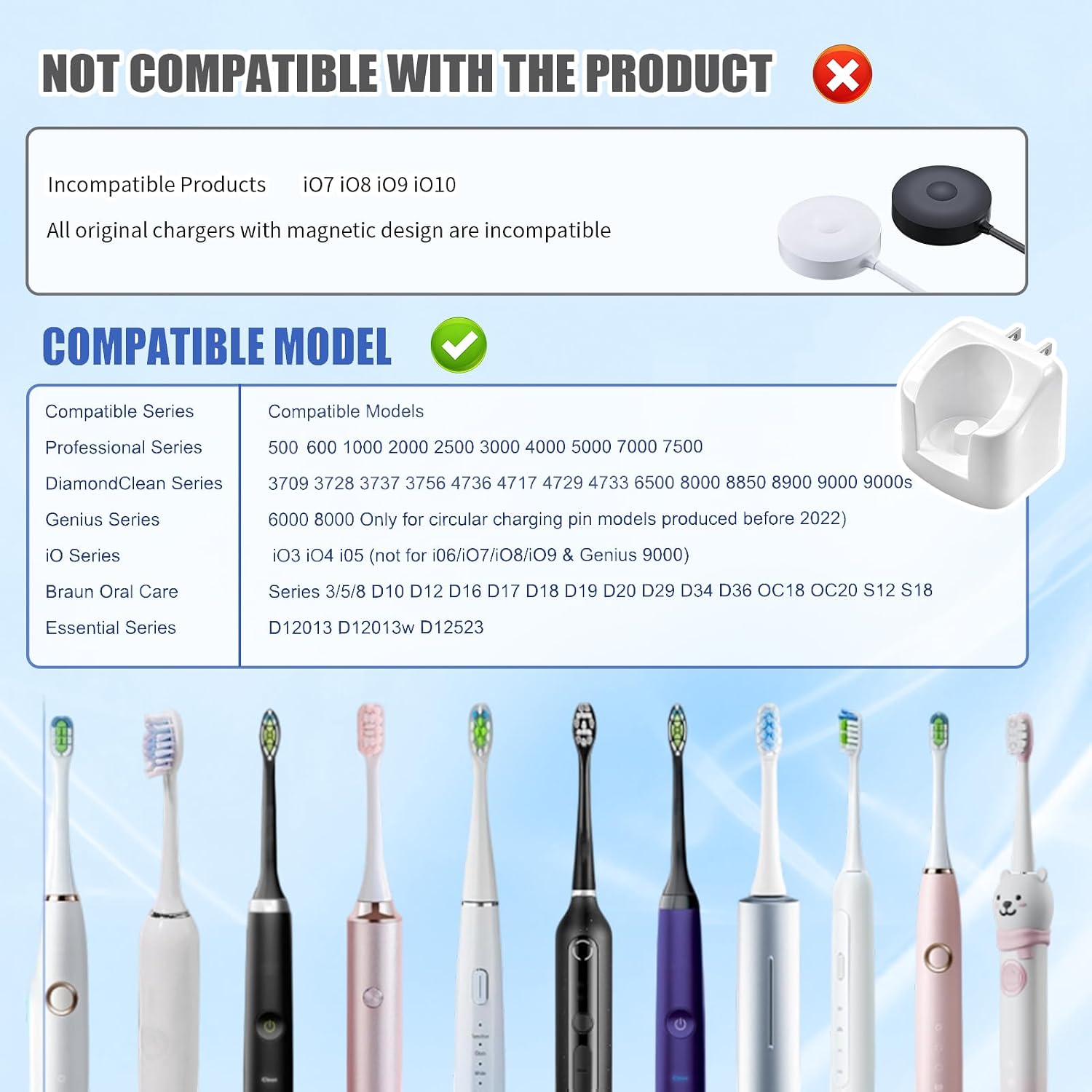 Wall Charger for Oral B Electric Toothbrush, Wireless Clutter Free