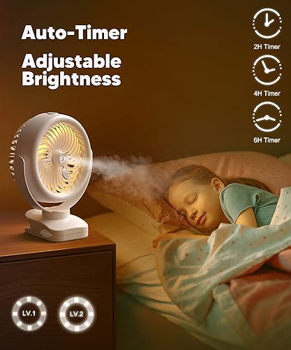 Miniatura 7 de Ventilador portátil de 7 pulgadas, ventilador de nebulización, ventilador de batería de 4000 mAh, ventilador de nebulización al aire libre con 2