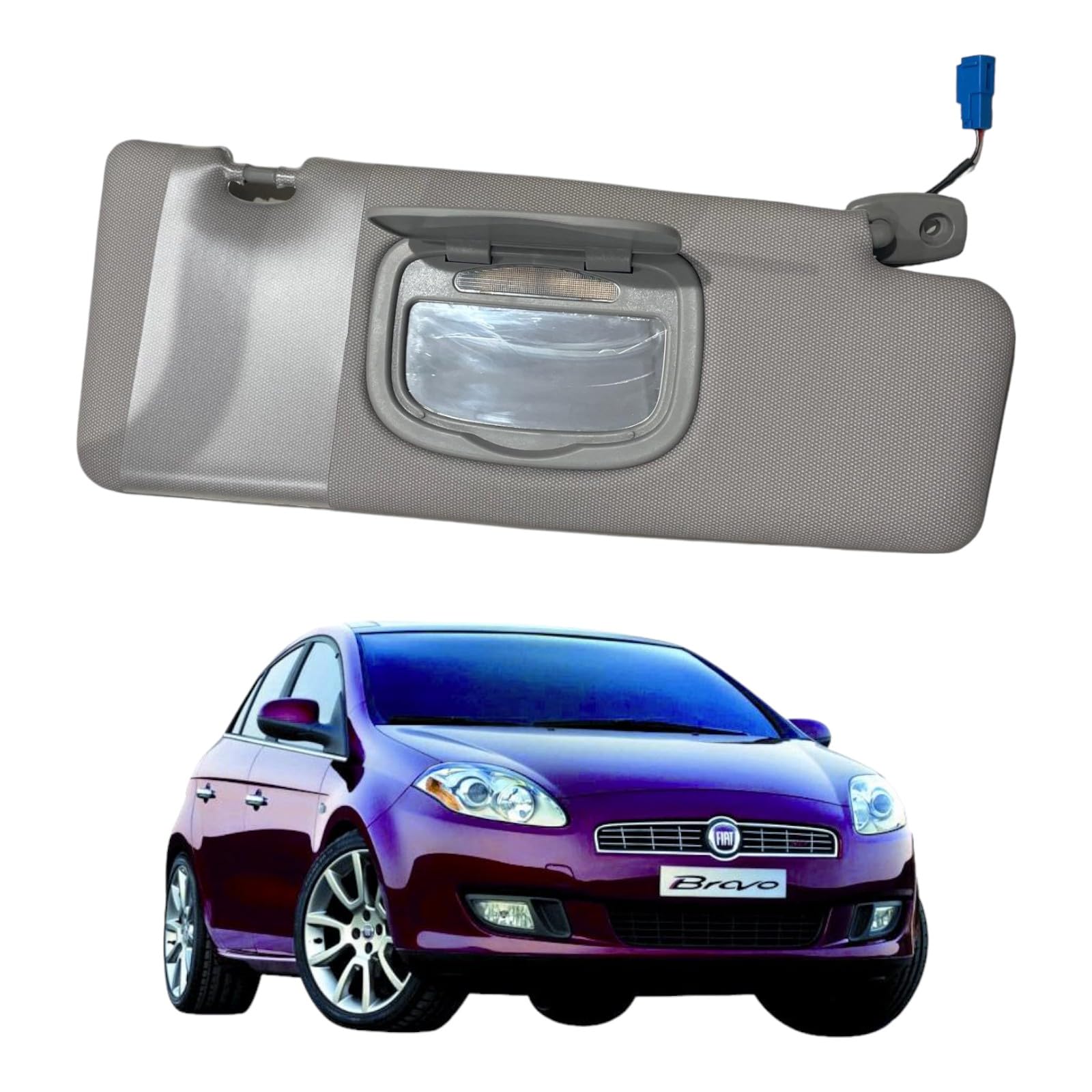 ALETTA PANTINA PARASOLE PER FIAT BRAVO DAL 2007 IN POI LATO DESTRO (PASSEGGERO) CON TASCA E SPECCHIO CON LUCE DI CORTESIA INTEGRATA