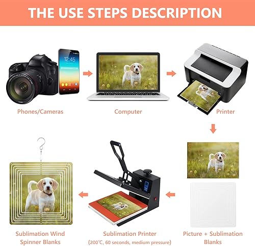 Miniatura 4 de Paquete de 4 hilanderos de viento de sublimación de 10 pulgadas, escultura de viento de metal 3D, adornos colgantes para el hogar, escultura