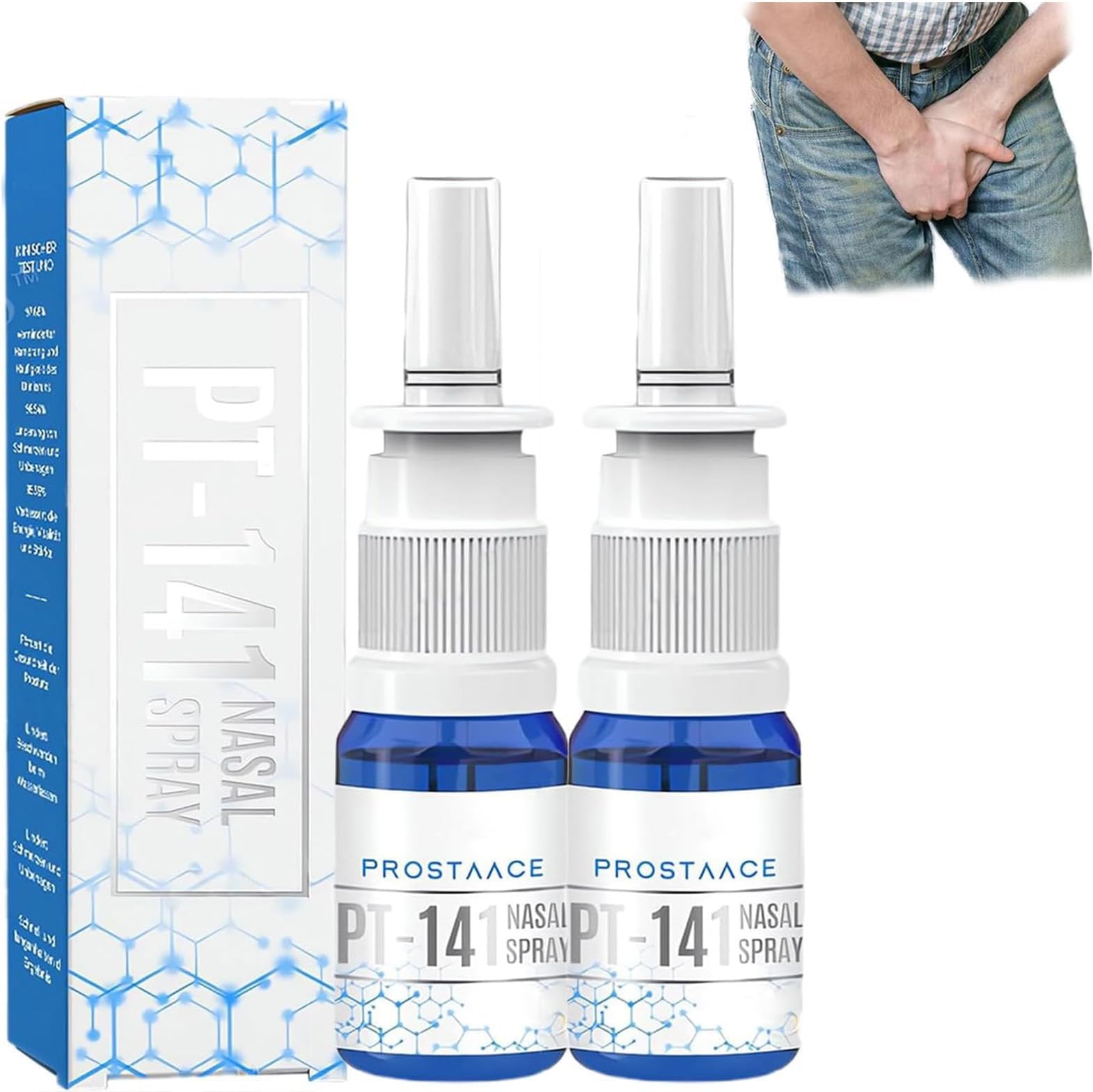 PT-141 Nasal Spray, Prostate Nasal Spray, Professional Prostate Spray Improves Blood Circulation, Nasal Spray for Relief Prostate, Restores Energy and Vitality (2pcs)