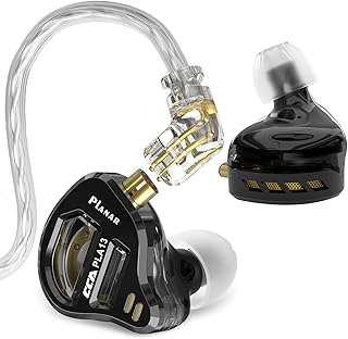 CCA PLA13 Planar Drivers in-Ear Headphones Earbuds, CCA in-Ear Monitor Bassy Earphones, IEM HiFi Wired Ear Buds for Audiphile (Black, Without Mic)