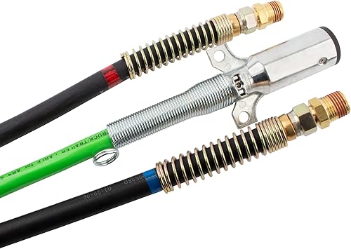 Miniatura 4 de BOXI 3 en 1 15 pies de envoltura resistente de 7 vías para camión tractor remolque cable eléctrico cable envolvente ABS y manguera de línea de aire