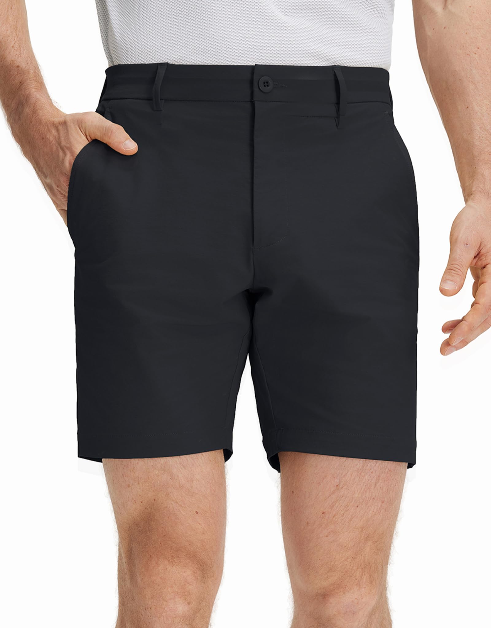 M MAELREG Golf Shorts Men 7 Inch 5 Pockets Cotton Blend Water-Resistant Flat Front Flex Solid Casual Mens Dress Shorts