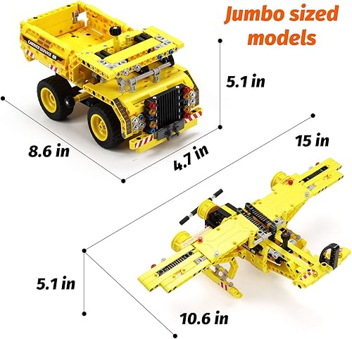 Vista 6 de STEM Toys Building Sets for Boys 8-12 - 361 Pcs Construction Engineering Kit Builds Dump Truck or Airplane (2in1) STEM Building Toys Set for Kids