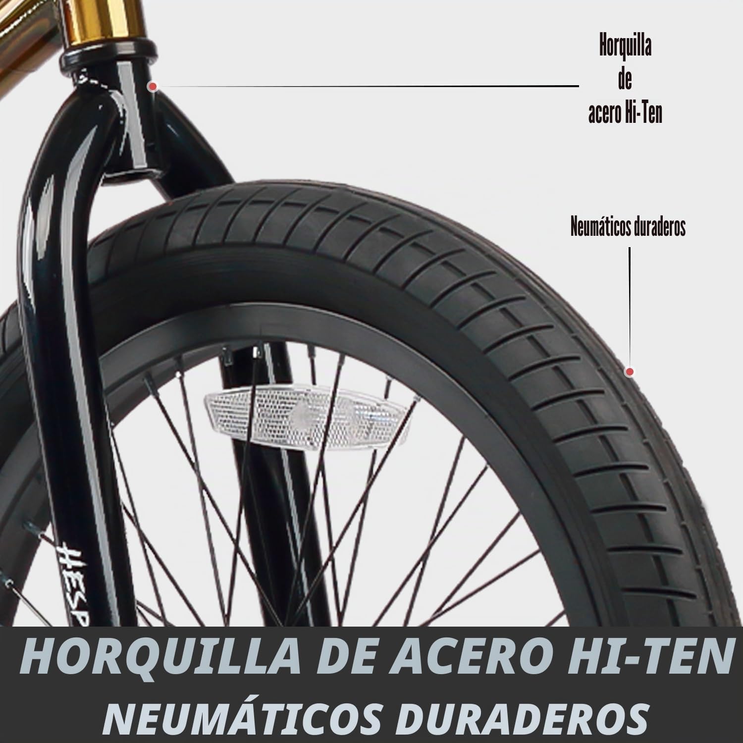 AVASTA Hesper - Bicicleta BMX Freestyle de 20 pulgadas para niños con 4 reposapiés, bicicletas para niños de 6 a 14 años y principiantes, color dorado