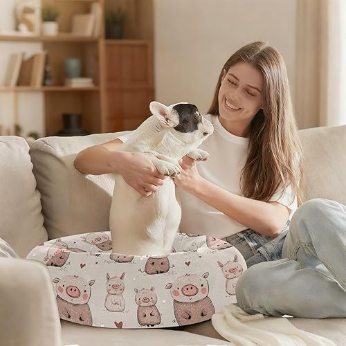 Miniatura 6 de KLL Cartoon Brown Cute Pigs Anxiety Relief Pet Cat Beds fluffier Dog Pillow Bed for Small Size Pets Supplies Camas para mascotas Grandes