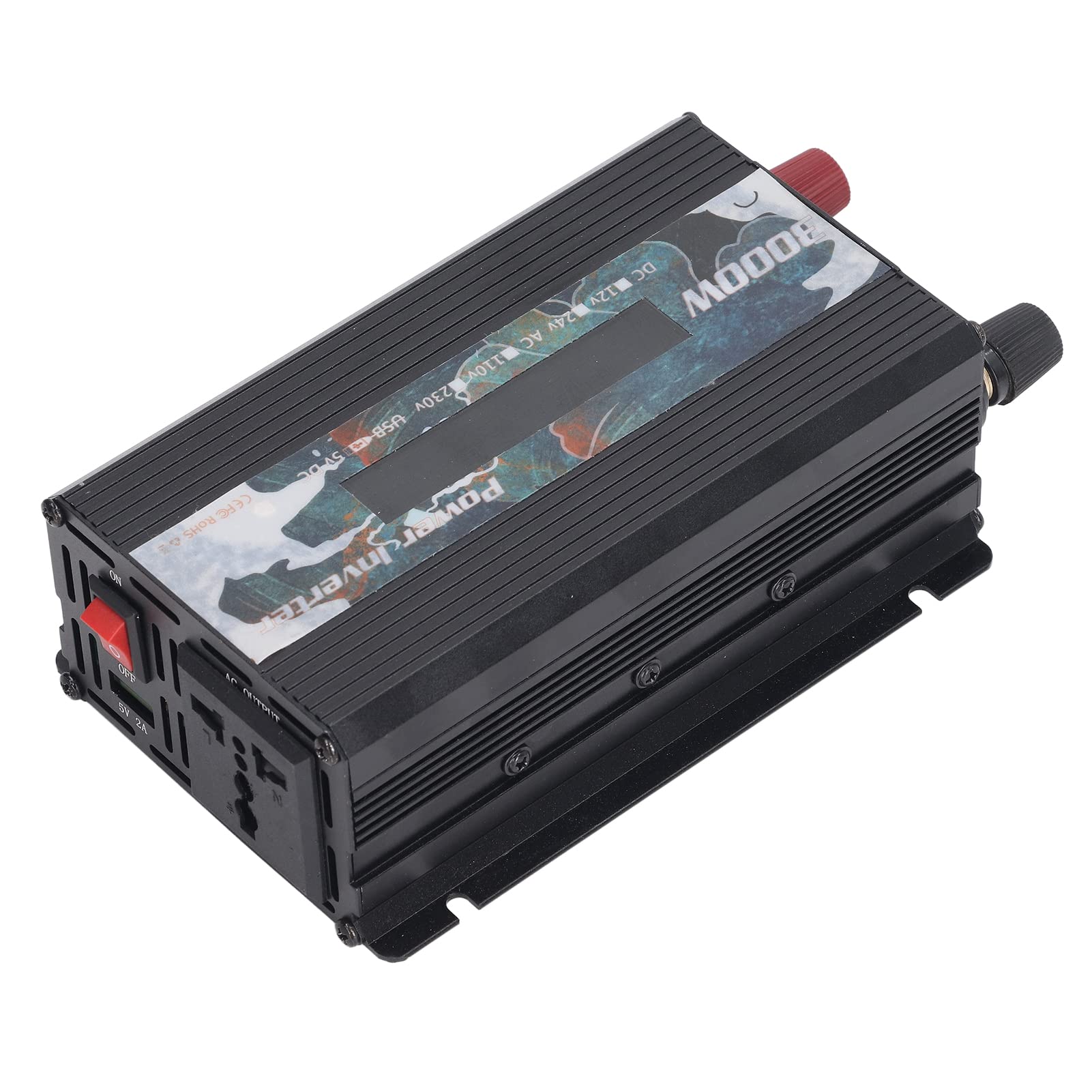 Aramox Samochodowy Falownik Przetwornica Mocy ze Stopu Aluminium Zmodyfikowana Fala Sinusoidalna 3000 W Szczytowa Moc 500 W Rzeczywisty Ekran LCD USB 2A Wentylator Chłodzący Do Podróży Samochodem