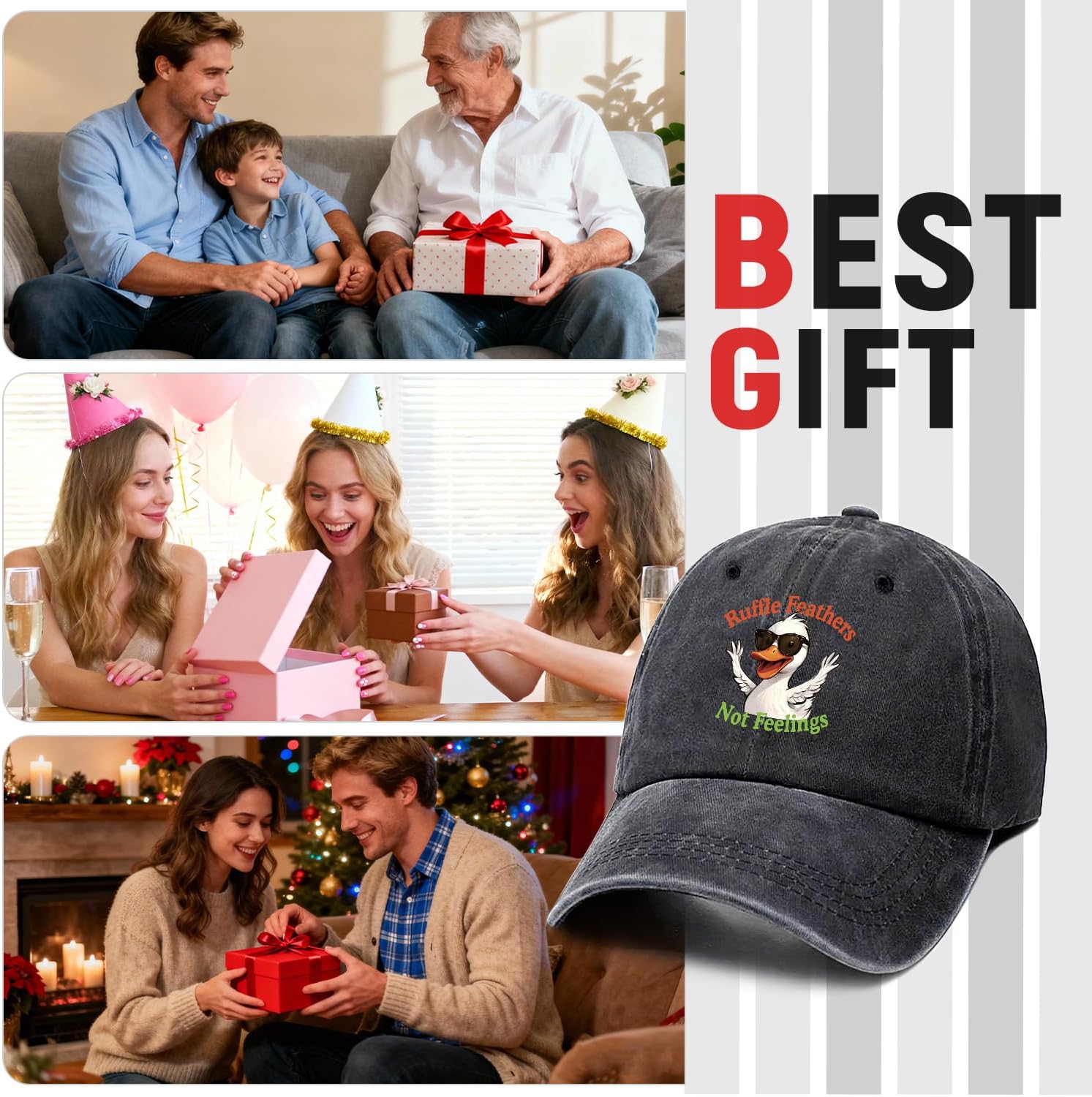 Silly Goose Hat Funny Printed Cotton Baseball Cap Adjustable Retro Washed Lightweight and Breathable Unisex Outdoor Sun Hat, Gifts for Men Women Moms Dads Grandpa Husband Friend Bestie Coworker Boss - Image 5