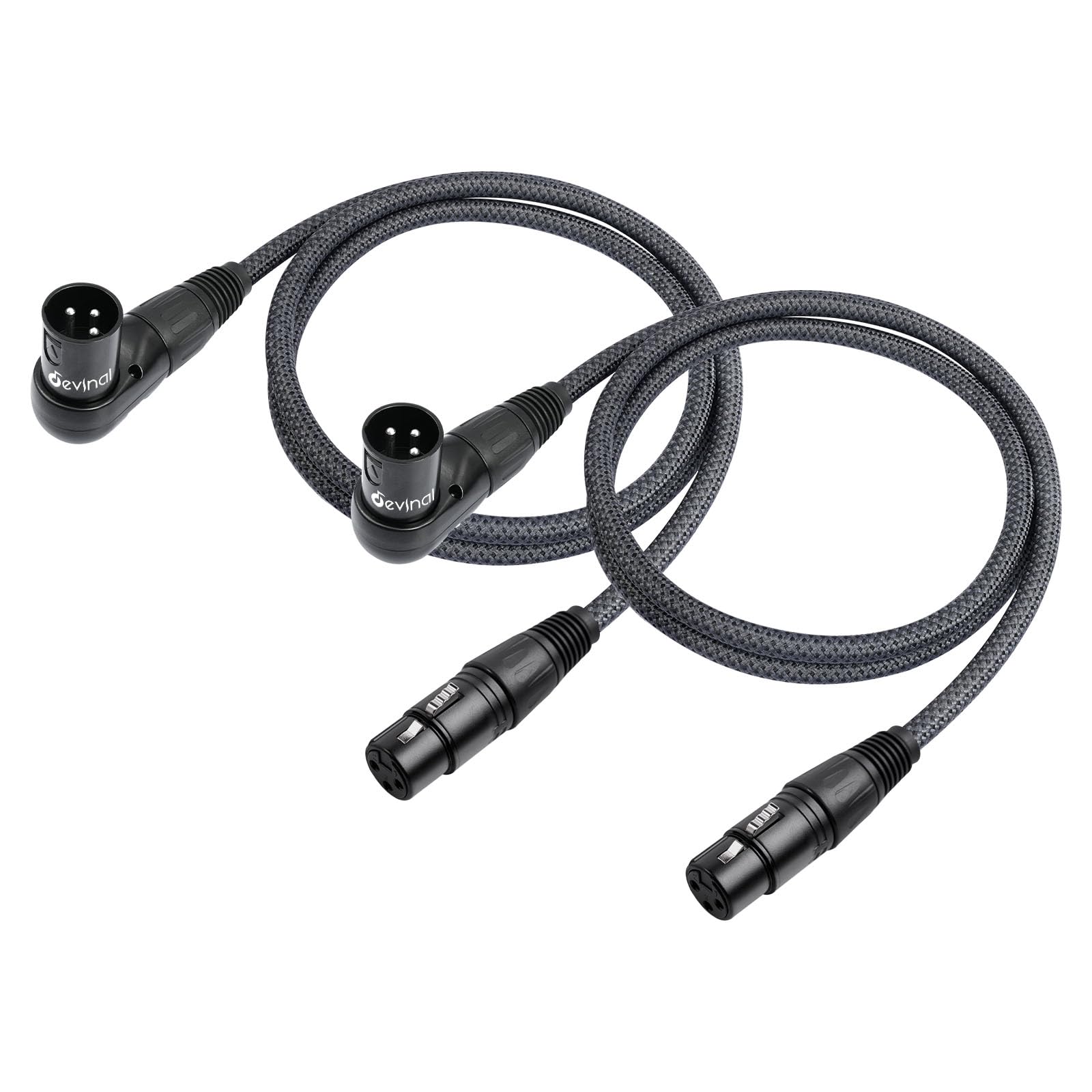 Devinal Right Angle XLR Cable, Adjustable Right-Angle Male to Straight Female Microphone Cord