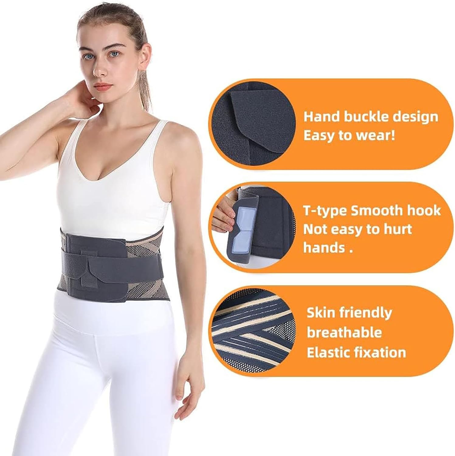 Breathable Back Brace Ergonomic Back Support Belt Relief for Herniated Disc,Sciatica,Scoliosis Lumbar Brace Waist Support for Men and Women Lower Back Pain(Grey M)