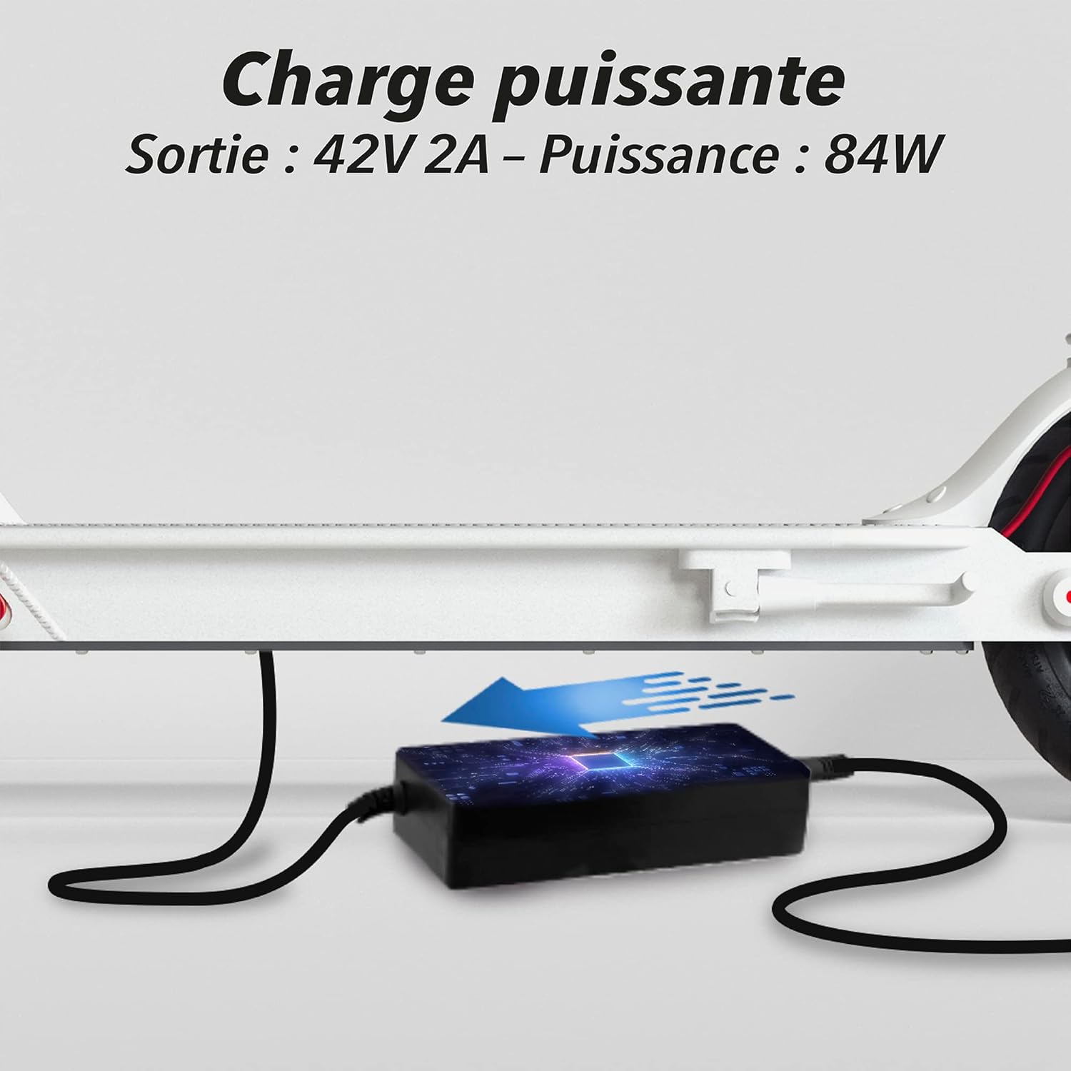 Electric scooter connected to the T'nB universal charger