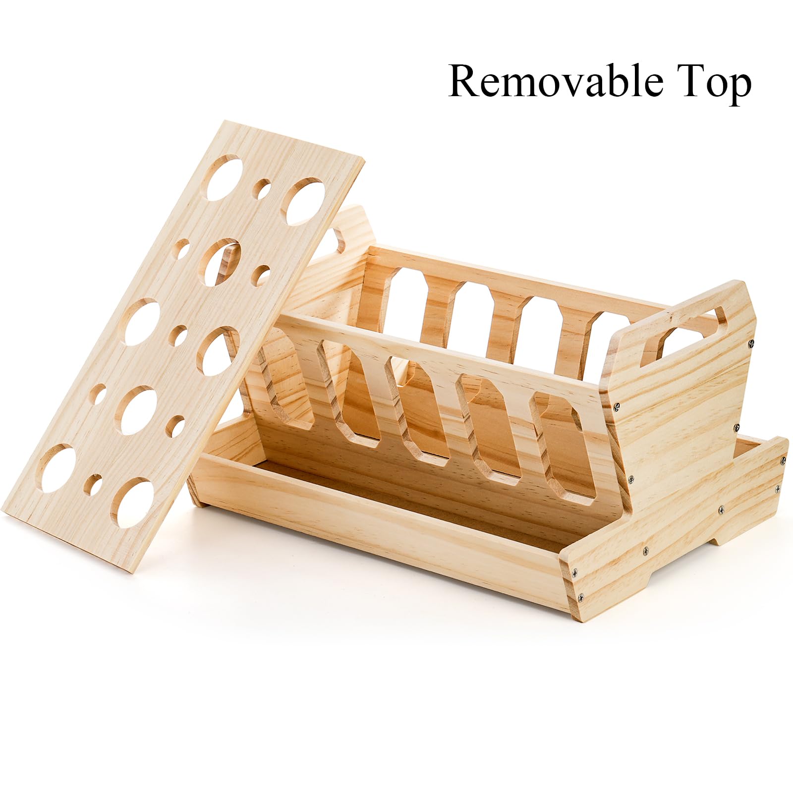 Coloch Wooden Pet Hay Feeder with Removable Top, Rabbit Food Feeding Rack Less Wasted Pet Food Dispenser Stand Small Animals Hay Manger for Guinea Pig, Rabbit, Chinchillas, Bunny