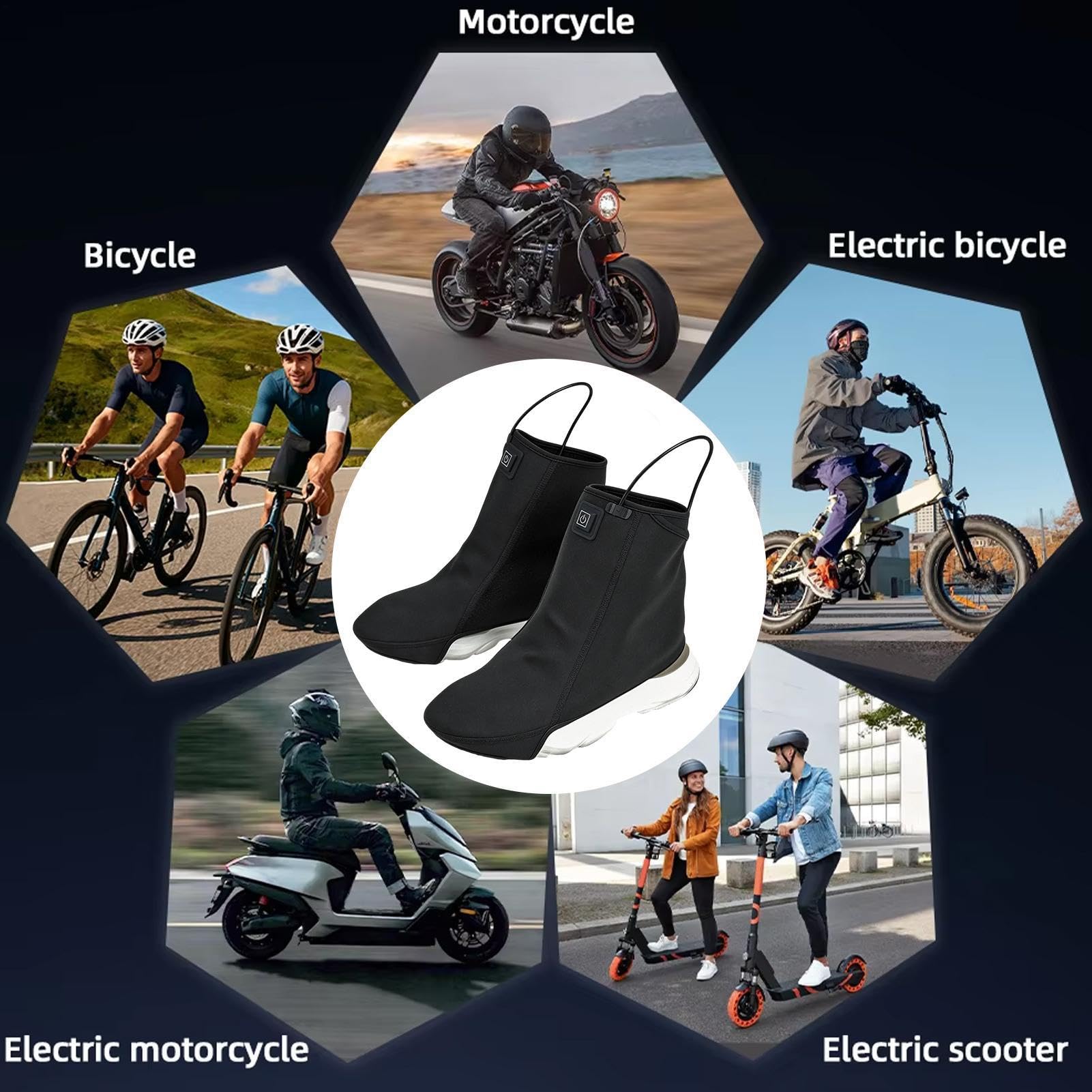 Copriscarpe da ciclismo a 3 livelli, riscaldati, antivento, scaldamuscoli
