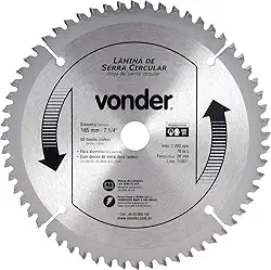 Vonder, Lâmina De Serra Circular Com Vídea, Para Alumínio, 185 Mm X 20 Mm X 60 Dentes.