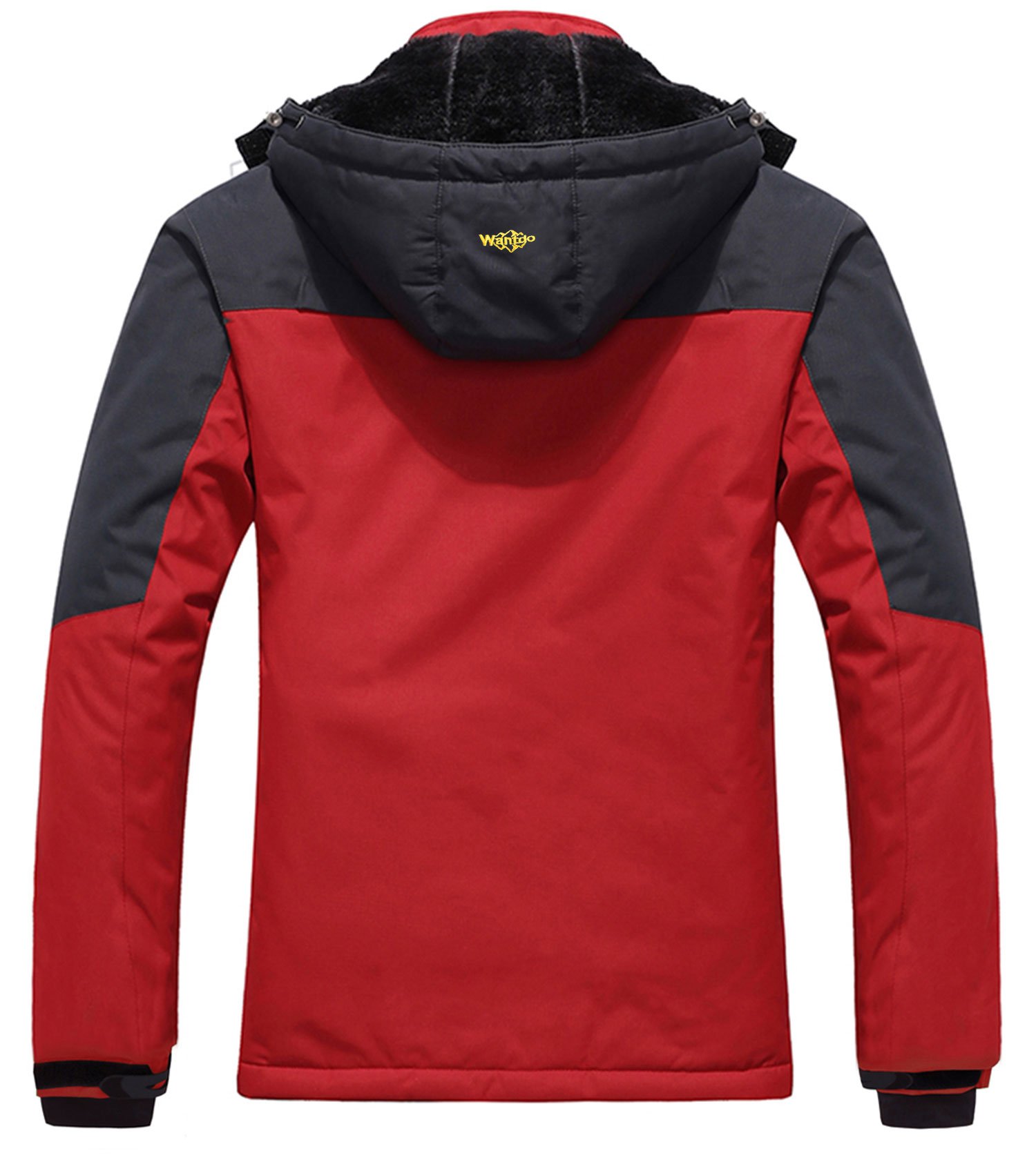 Wantdo Giacca da Sci Montagna Calda Invernale Parka da Neve Imbottita Cappotto da Snowboard in Pile Giubbotto con Cappuccio Impermeabile Uomo