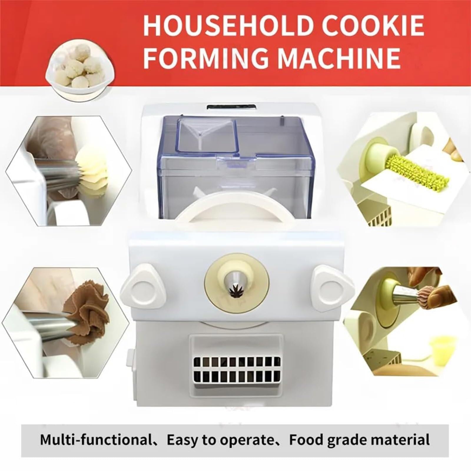 Biscuit Form Maker, Automatic Cookies Making Machine, 8 Replaceable Nozzles, 180W Electric DIY Baking Biscuit Maker