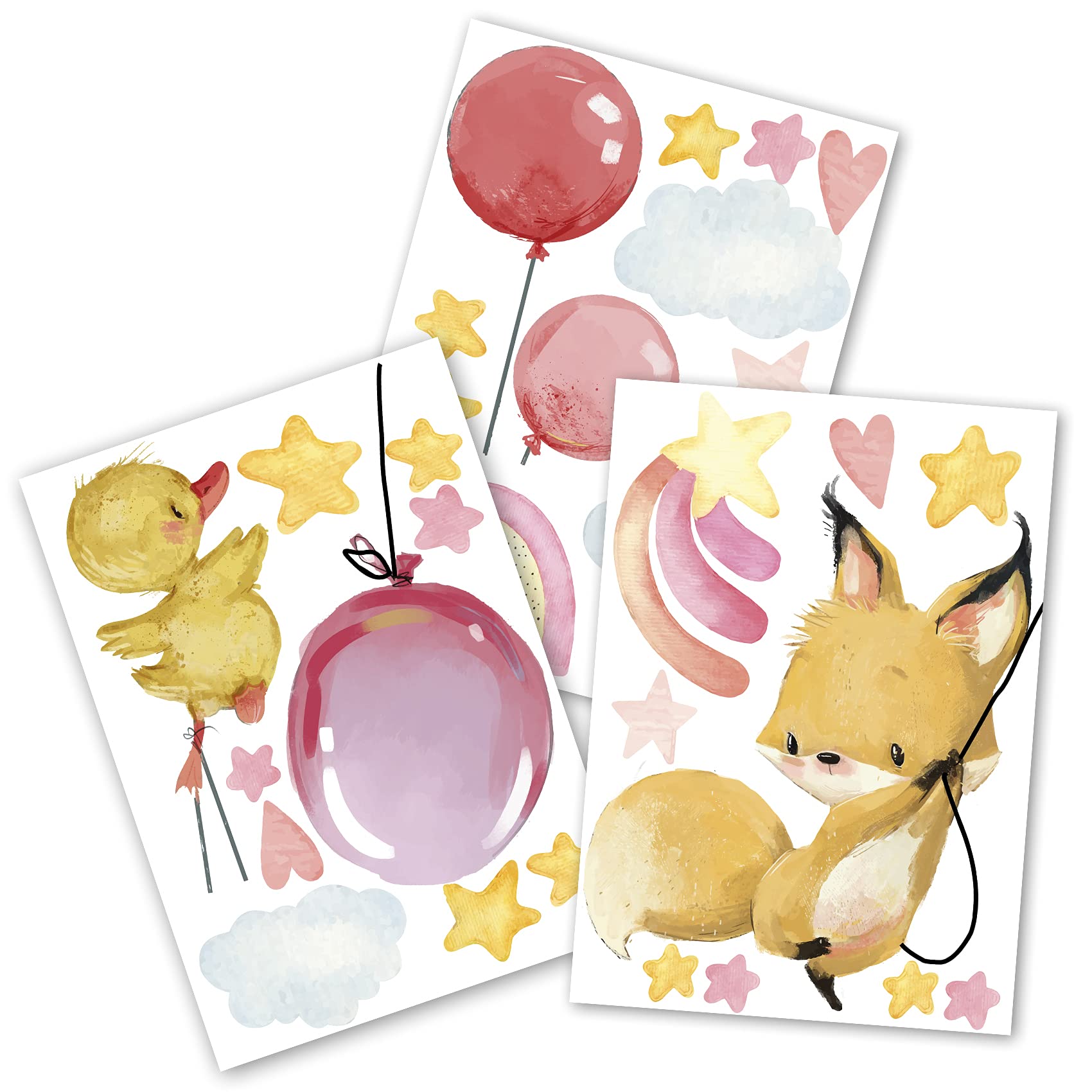 Personalised Wall Stickers Watercolor Animals with Name Wall Stickers for Children's Room Baby Room Playroom Girl Y037 (No Name - Image 3