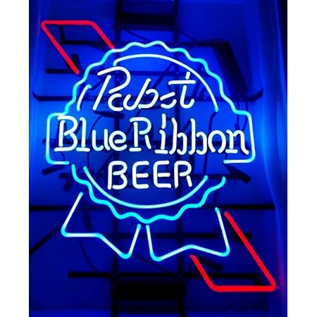 Pabst Blue Ribbon Beer Neon Signs Pub Display Neon Light Signs Real Glass Tube Bar Pub Game Room Decoration Handicrafted Beersuper Bright 19x15 The Fastest Amazon Com