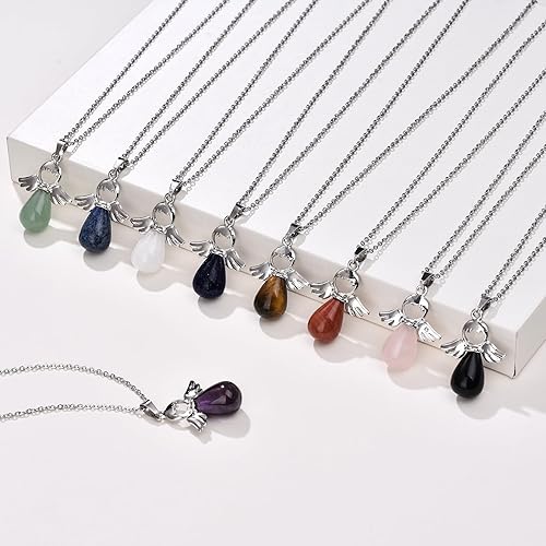 Miniatura 2 de JBAERD Collar de cristal curativo de cuarzo rosa natural envuelto en flores, dije de piedra preciosa hexagonal puntiaguda para curación de reiki,
