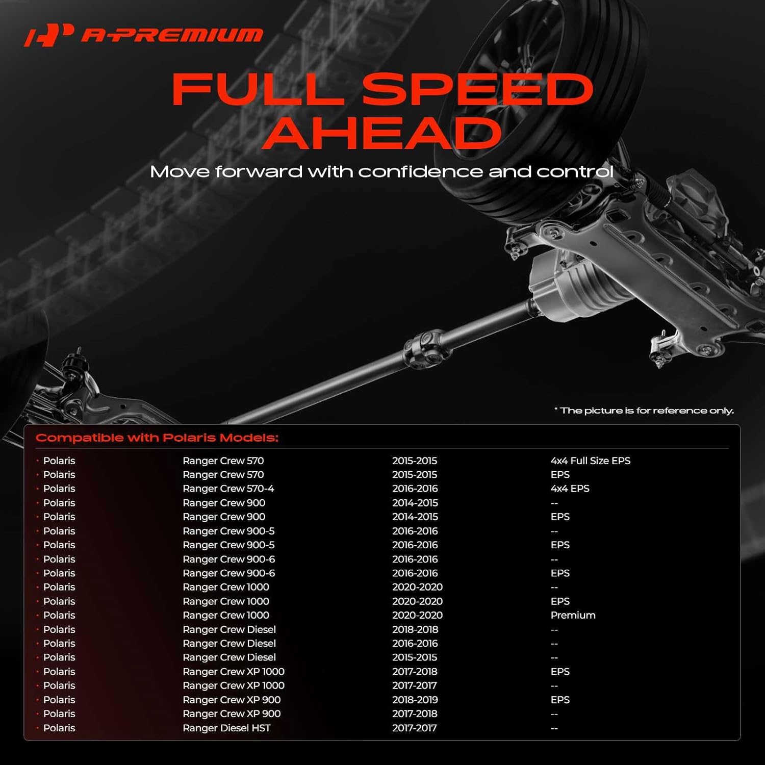 A-Premium Rear Drive Shaft Driveshaft Assembly Compatible with Polaris Ranger Crew 570 570-4 900 900-5 900-6 1000 Diesel, Ranger Crew XP 900 1000, Ranger Diesel HST, Complete Prop Shaft