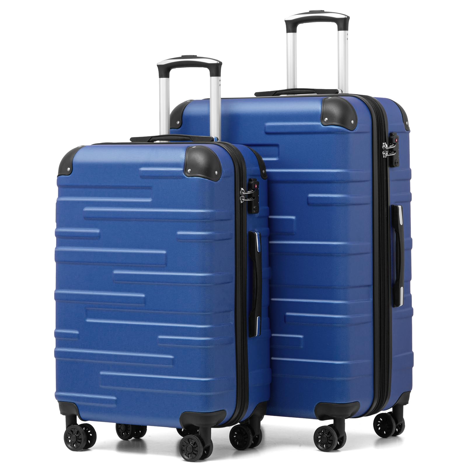 COOLIFE Hartschalen-Koffer Rollkoffer Reisekoffer Vergrößerbares Gepäck (Nur Großer Koffer Erweiterbar) ABS Material mit TSA-Schloss und 4 Rollen