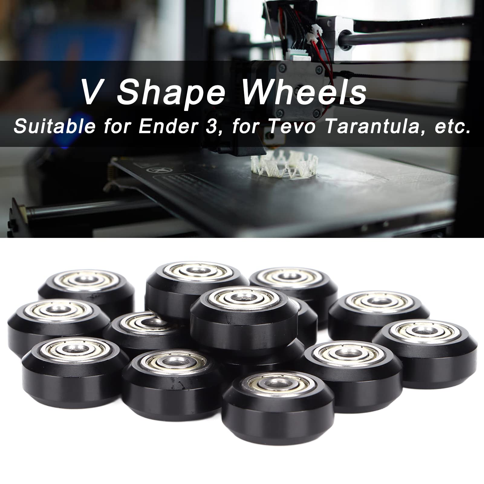 3D Printer Wheels, 15PCS 3D Printer Rollers 3D Printer Pulley V Shape Wheels Roller Wheel Round Wheels 3D Printer Accessories
