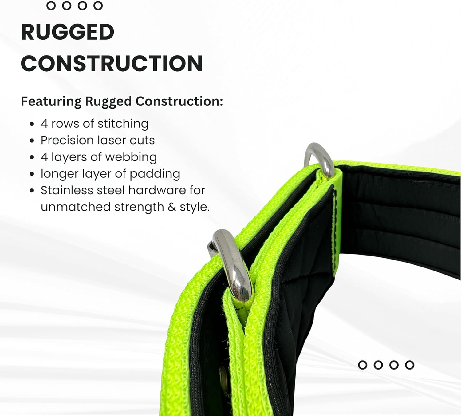 SparkDog Padded Working Dog Collar – 2” Wide, 4-Ply Nylon Seatbelt Webbing, Stainless Steel Hardware, Heavy Duty Buckle, Tactical K9 Collar for Large Dogs, Police & Working Dogs (Lime, 16-21" Large)