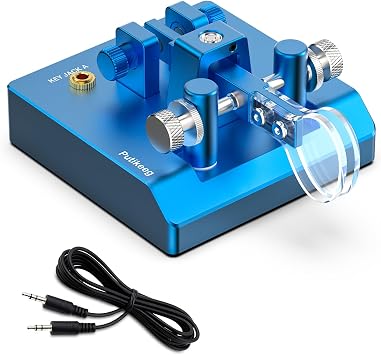 Putikeeg Morse Mini Code Key Morse Code Paddle Key Aluminum Alloy Dual-Key Jacks Morse CW Portable Key Morse Practice Key Blue