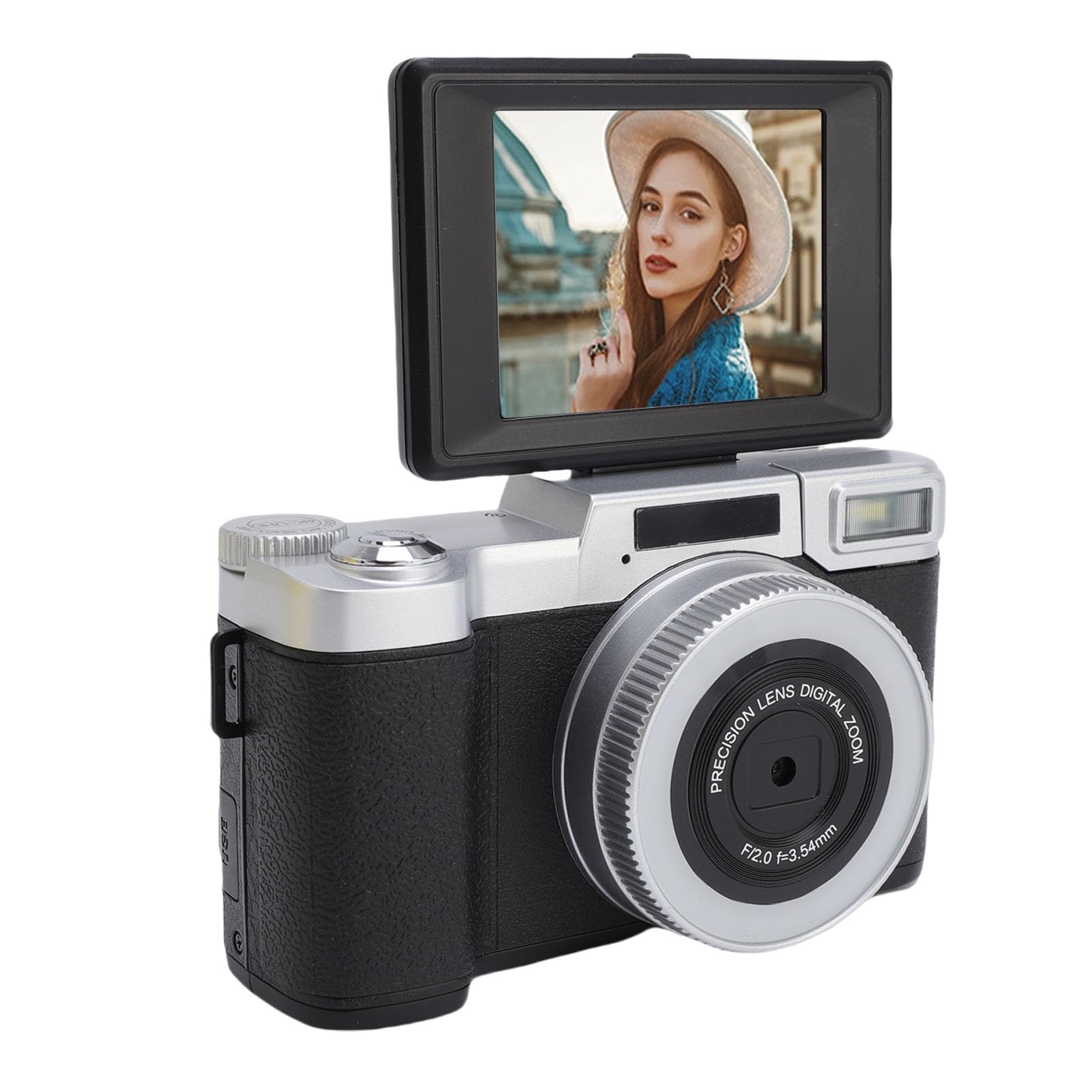 Fabater Fotocamera Digitale 4K per Fotografia Autofocus, Fotocamera per Vlogging da 64 MP per Fotografia con Schermo Flip da 180 Gradi da 2,8 Pollici, da Viaggio Compatta per (BLACK)