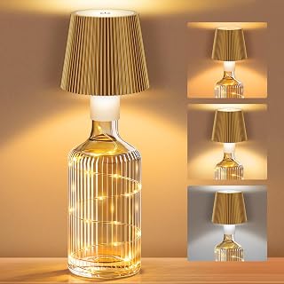 ICARE LED Flaschenlampe mit Lichterkette, Kabellose Flaschenlicht, Golden | Touc