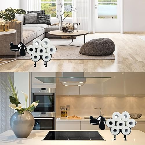 Miniatura 7 de Estante decorativo para papel higiénico para perros, lindo y divertido soporte de almacenamiento de hierro de tisú, rollo de hierro, accesorios de