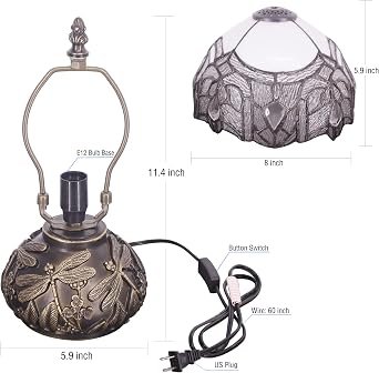 Small Tiffany Lamp Mini Stained Glass Table Lamp White Bending Style