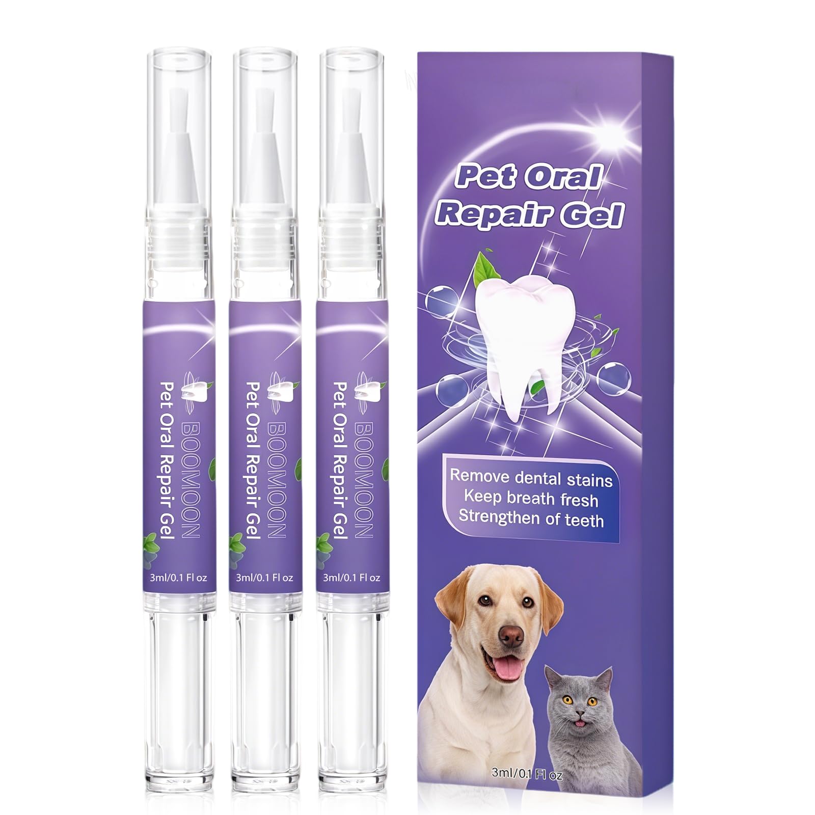 3 Piezas Pet Oral Repair Gel, BolíGrafo para El Cuidado Bucal De Mascotas, PortáTil La Limpieza Dental, BolíGrafo El Aseo Diario De Mascotas, para Gatos Y Perros