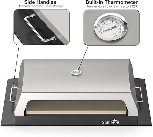 Miniatura 4 de Stanbroil Horno de pizza al aire libre para parrilla de gas Blackstone de 22 pulgadas, 28 pulgadas, 36 pulgadas, con piedra de pizza de 19 x 15