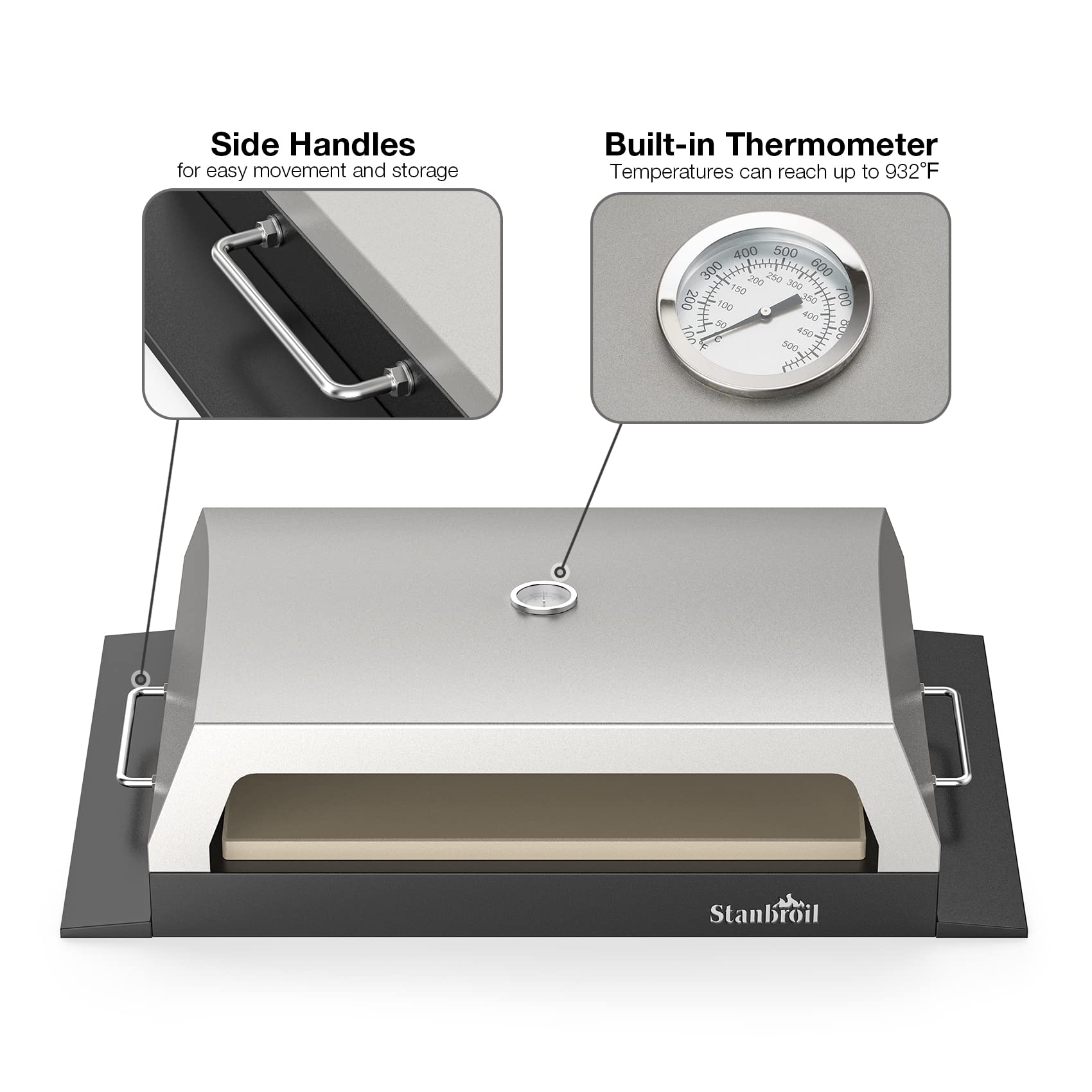 Stanbroil Forno per pizza da esterno per Blackstone 22" 28" 36" piatto top grill a gas, con pietra per pizza da 48,3 x 38,1 cm