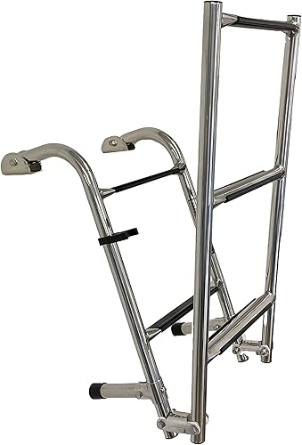 Miniatura 4 de classAcustoms 77090402 Escalera plegable para barco de 5 escalones Acero inoxidable Escalera para barco de esquí Escalera para pontón 2 + 3