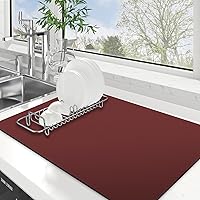 Vista 55 de WISELIFE Tapete de secado de platos súper absorbente, tapete de secado de platos grande para encimera de cocina, tapete de secado de platos fácil