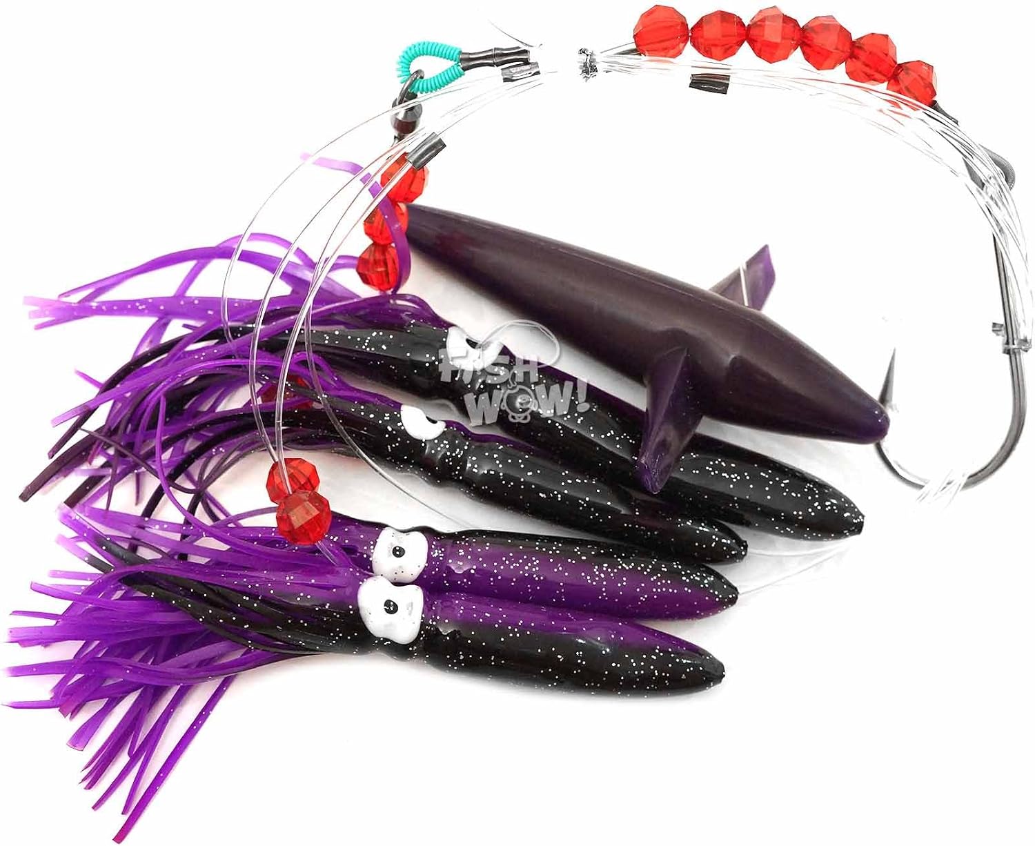 Daisy Bird Chain Squid Lure Rig Teaser Fish WOW!® Fishing Trolling - Purple Black