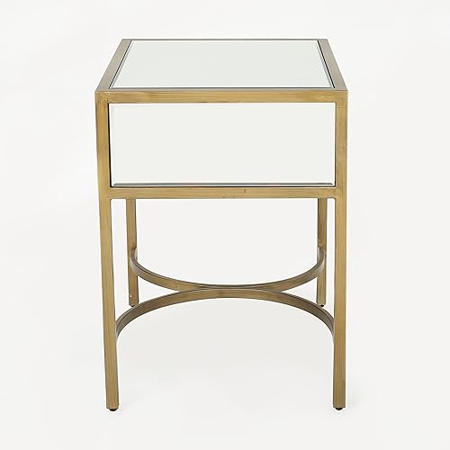 Miniatura 7 de Christopher Knight Home Siryen - Mesa auxiliar moderna con acabado de espejo con detalles de hierro dorado, transparentedorado