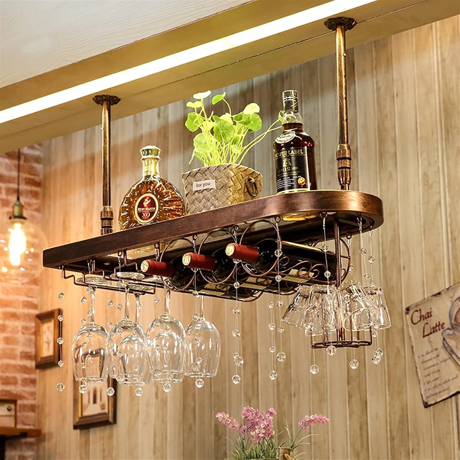 Hanging Wine Rack, European Simple Creative Wine Rack, Home/Bar Counter/Wine Cabinet Adjustable Boom Wine Glass Holder, Upside Down Goblet Holder Home Decoration