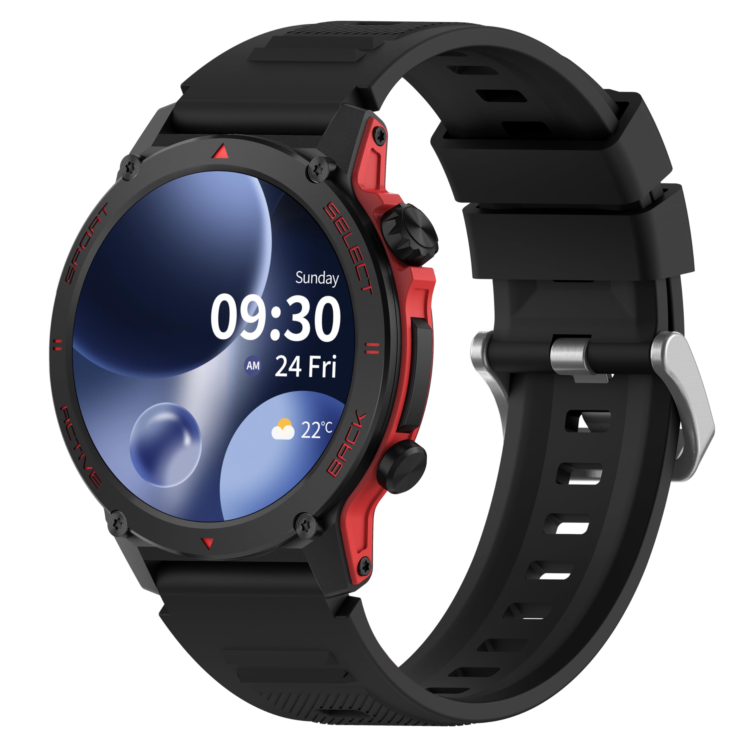 Popglory Smartwatch Uomo Donna, 1.43" AMOLED Orologio Chiamate, Orologio Digitale con Frequenza Cardia/SpO2/Pressione Sanguigna/Sonno/Contapassi, 110+ Sportive Fitness Tracker (No GPS Navigatore)