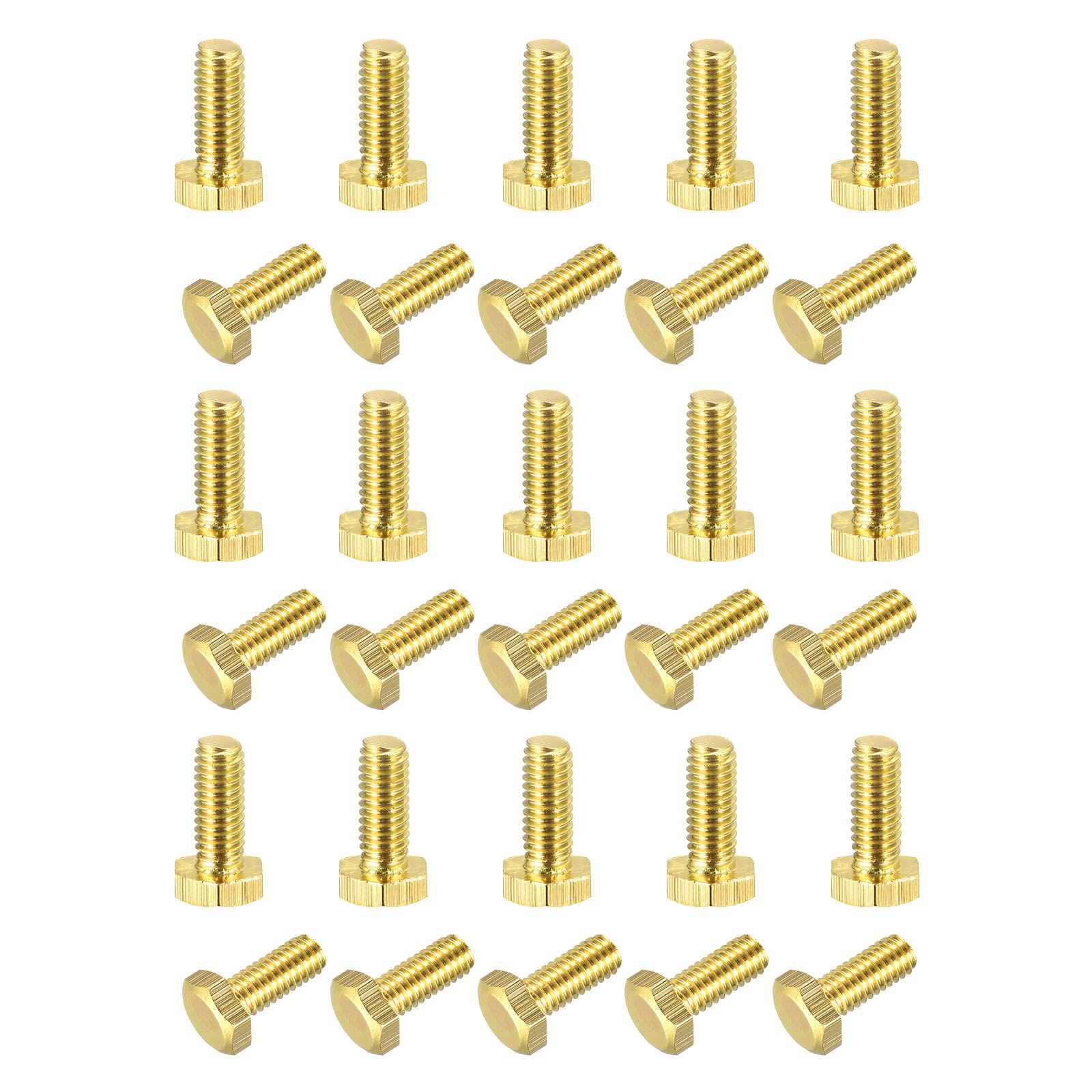 uxcell Brass Hex Bolts, M4x10mm 30pcs Fully Thread Grade 4.8 Solid Brass Hexagon Head Bolt Machine Screws for Machinery