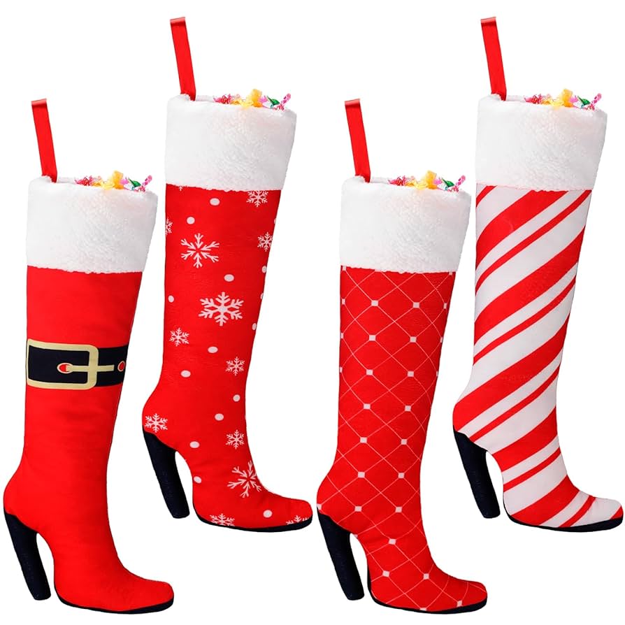Amazon.com: Suhine 4 Pack Christmas High Heeled Stockings