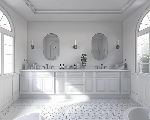 Miniatura 9 de ANDY STAR Espejo ovalado cromado para baño, 20 x 33 pulgadas, espejos cromados en forma de píldora para pared en marco delgado de 1 pulgada de