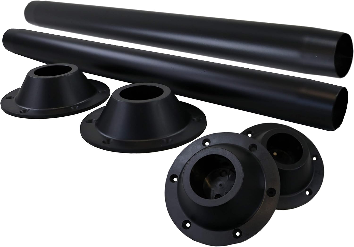 Class A Customs | 2 Pack | 27.5" Black Metal Table Leg, with 2 Black Surface Mount Plastic Bases (2 Black Legs, 4 Black Surface Mount Bases)