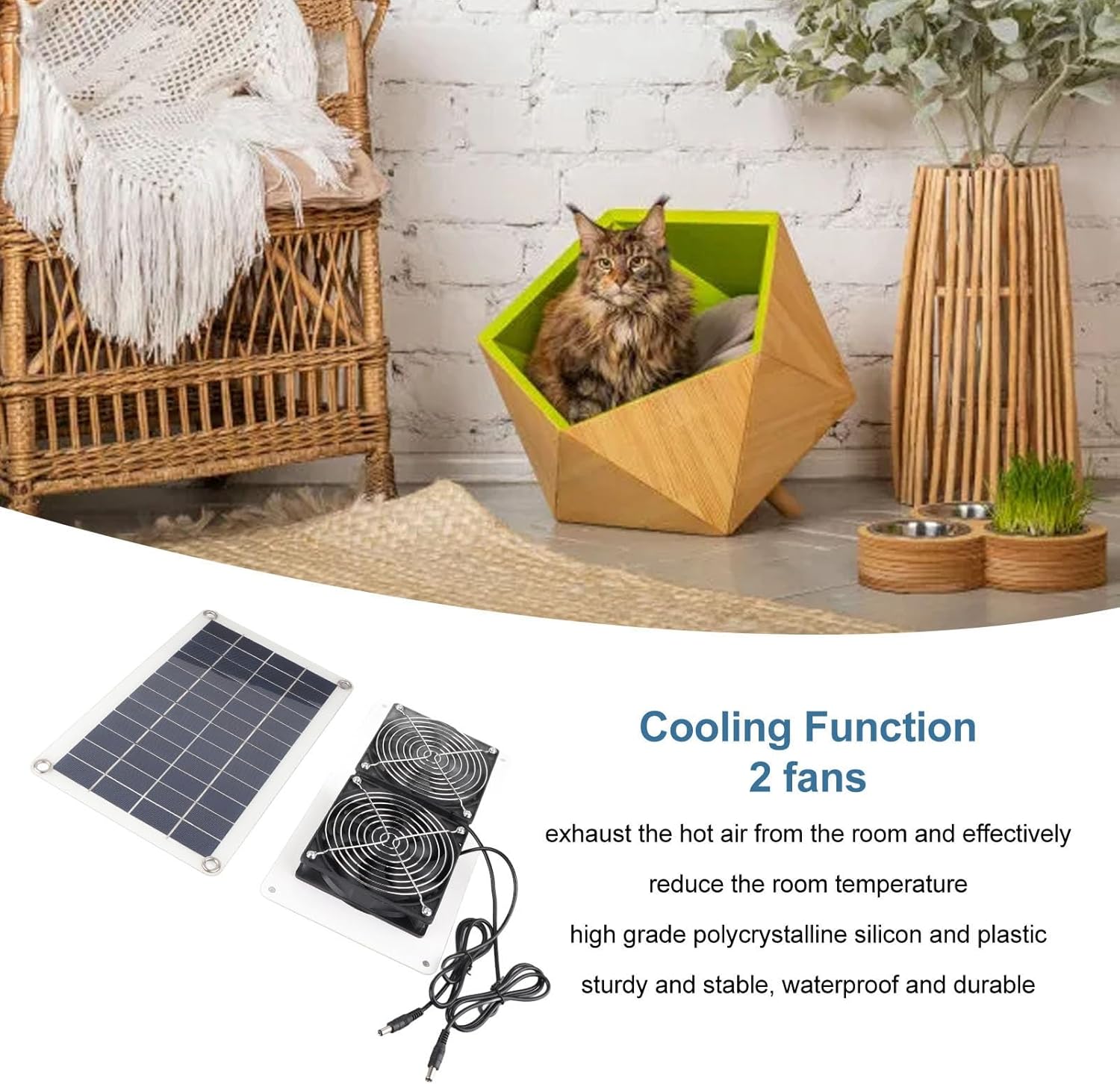 10W 18Vソーラーパワーデュアルファンキット鶏小屋用の防水ポータブルソーラー排気ファン温室ペットハウス