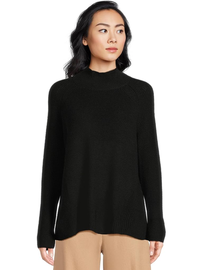Black Eileen Fisher Merino Turtle Neck Raglan Sweater