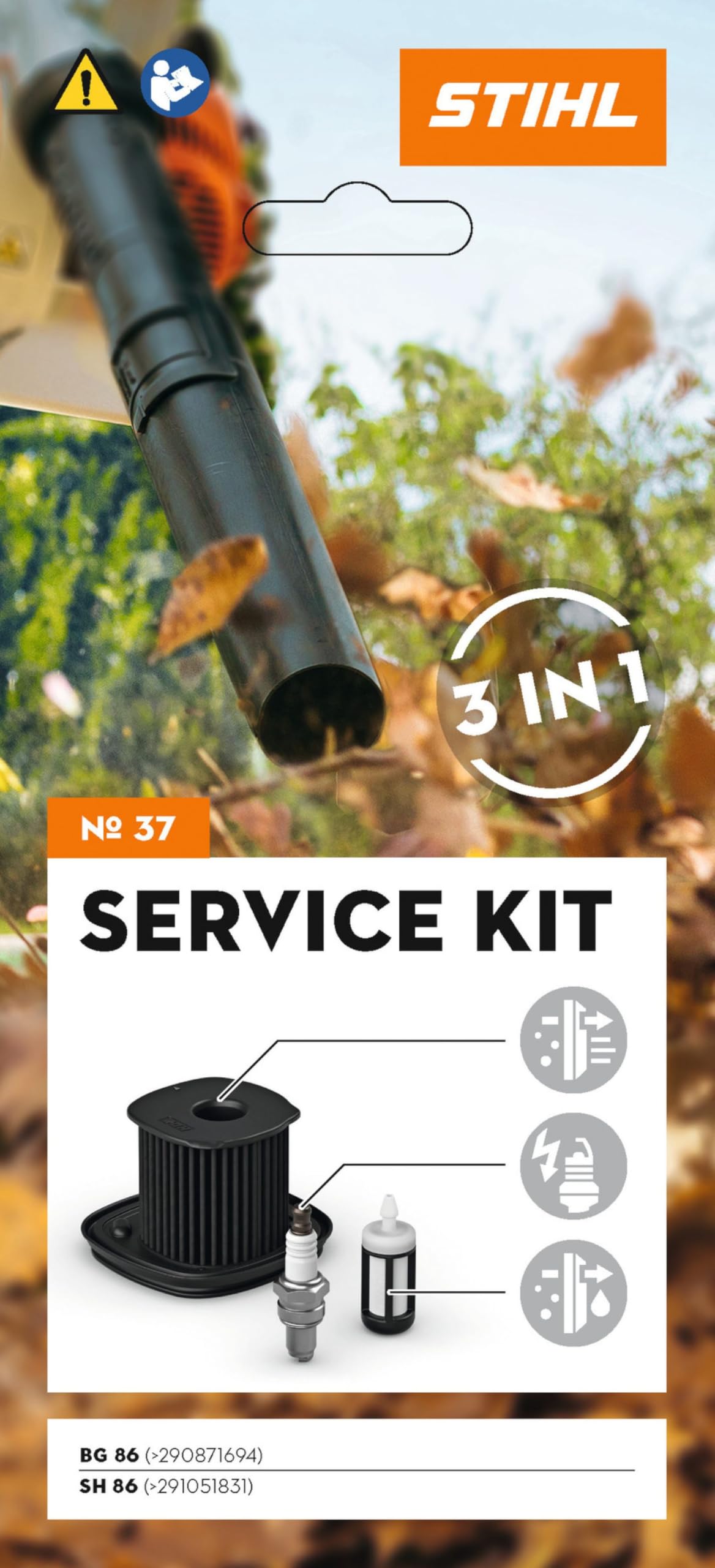 Kit de service 37 Stihl pour maintenance filtre et bougie BG86 SH86