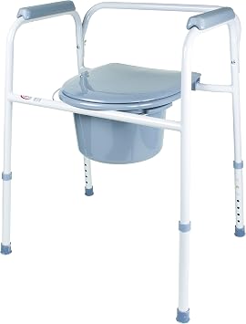 Carex Steel Commode Chair - Portable Bathroom Toilet for Elderly, Handicap, and Beside Toilet Users - 3 in 1 Commode Chair
